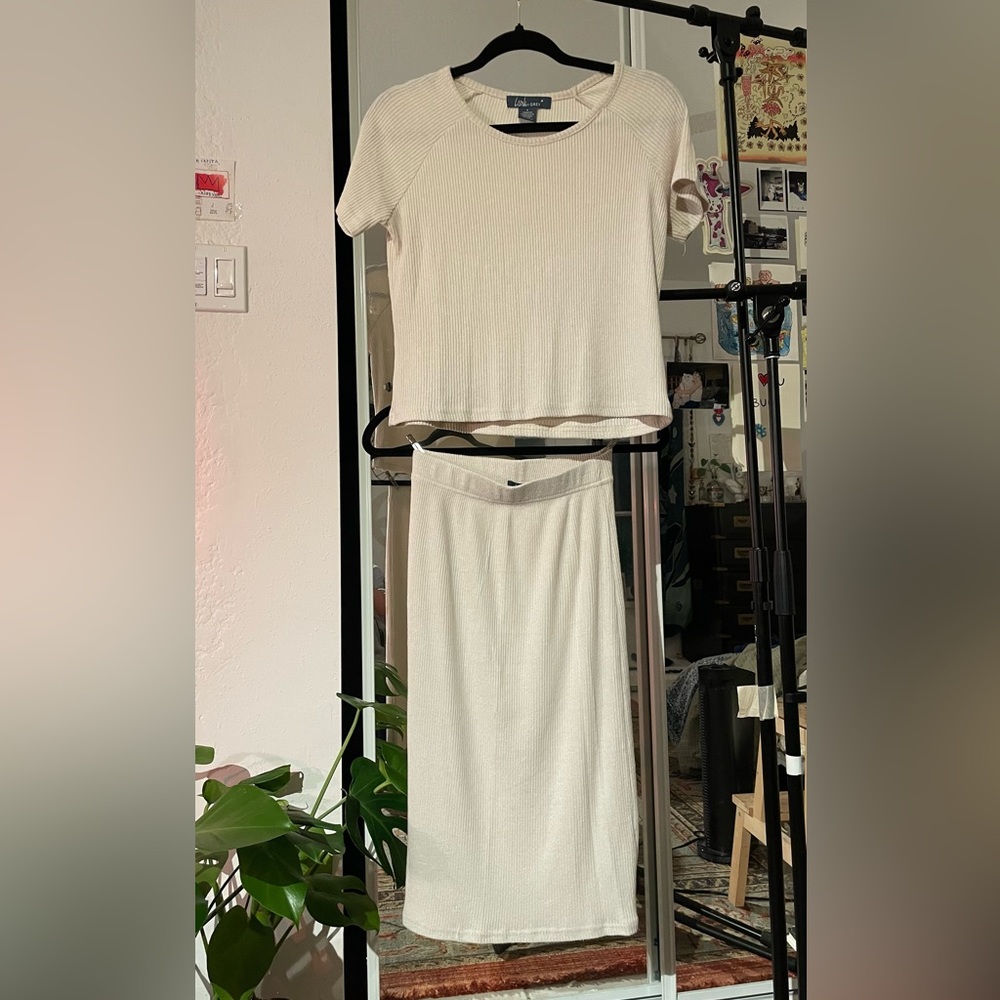 Beige top/ skirt set